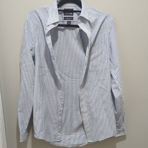 Stafford Men's Blue Striped Shirt Fitted